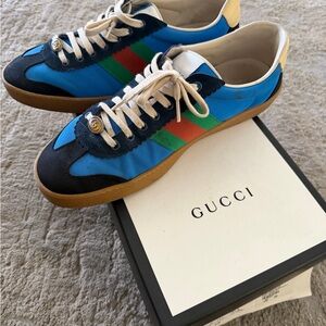 Gucci Men's Blue and Green Stripe Sneakers fits 12-13 US